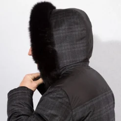 New Cashmere, Silk And Fox Fur Hooded Jacket Mens Outerwear