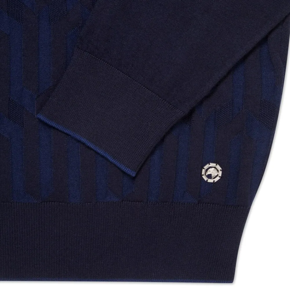 Best Sale Crew Neck Sweater With Crocodile Leather Inserts Mens Knitwear