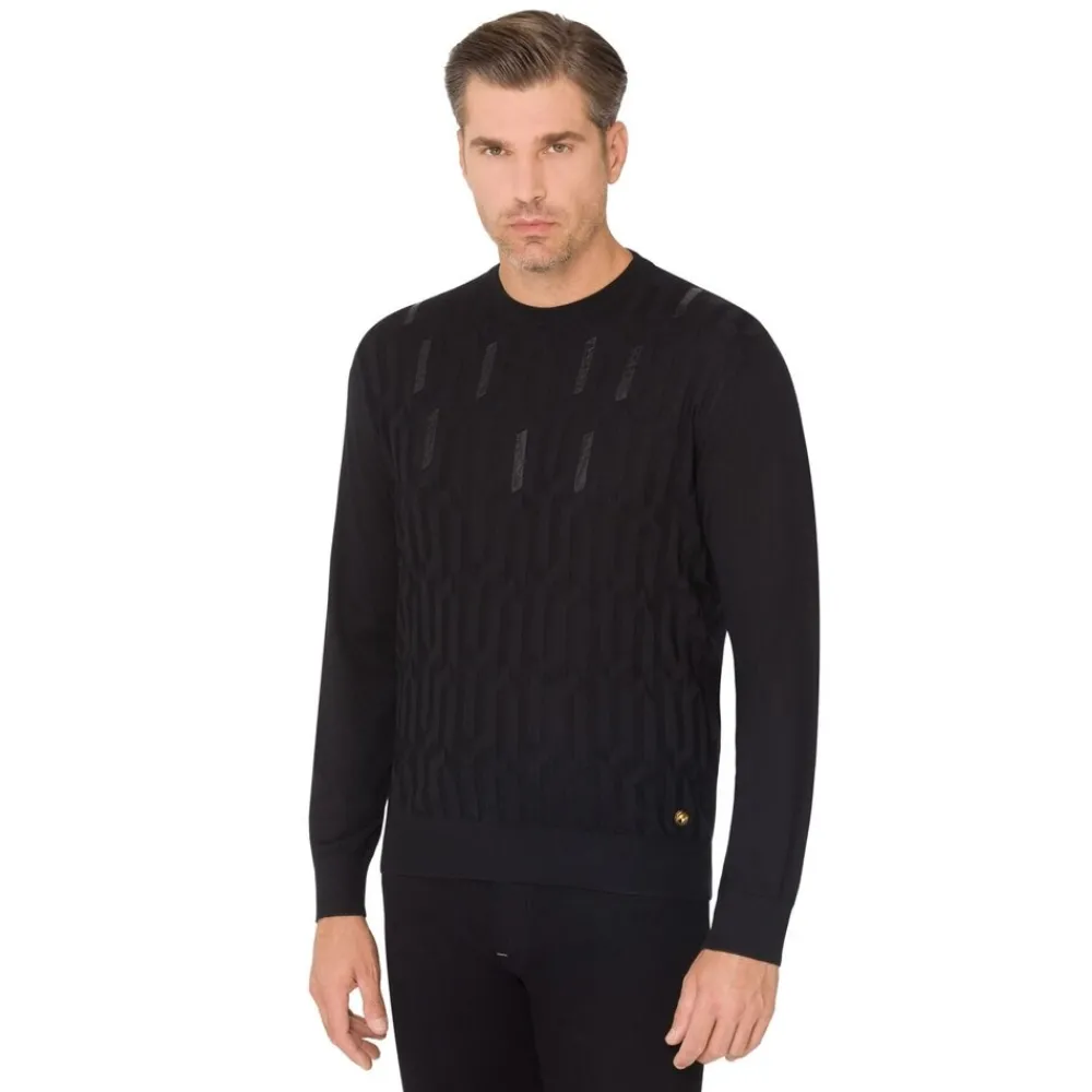 Best Crew Neck Sweater With Crocodile Leather Inserts Mens Last Sizes
