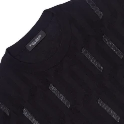 Best Crew Neck Sweater With Crocodile Leather Inserts Mens Last Sizes