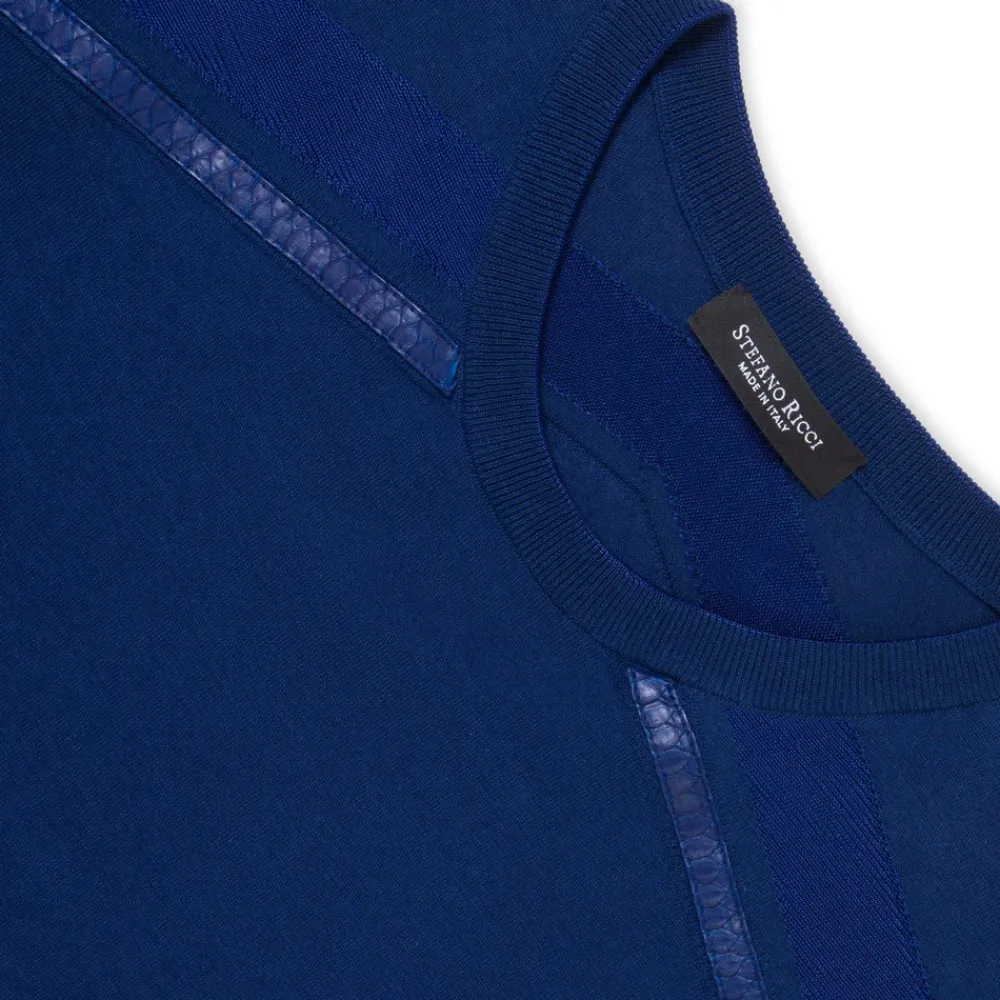 Sale Crew Neck Sweater With Python Inserts Mens Last Sizes