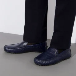 Best Sale Crocodile And Calfskin Leather Driving Shoes Loafers