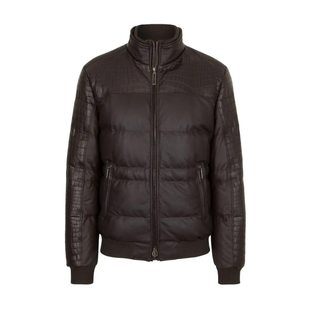 Outlet Crocodile And Lambskin Leather Blouson Mens Outerwear
