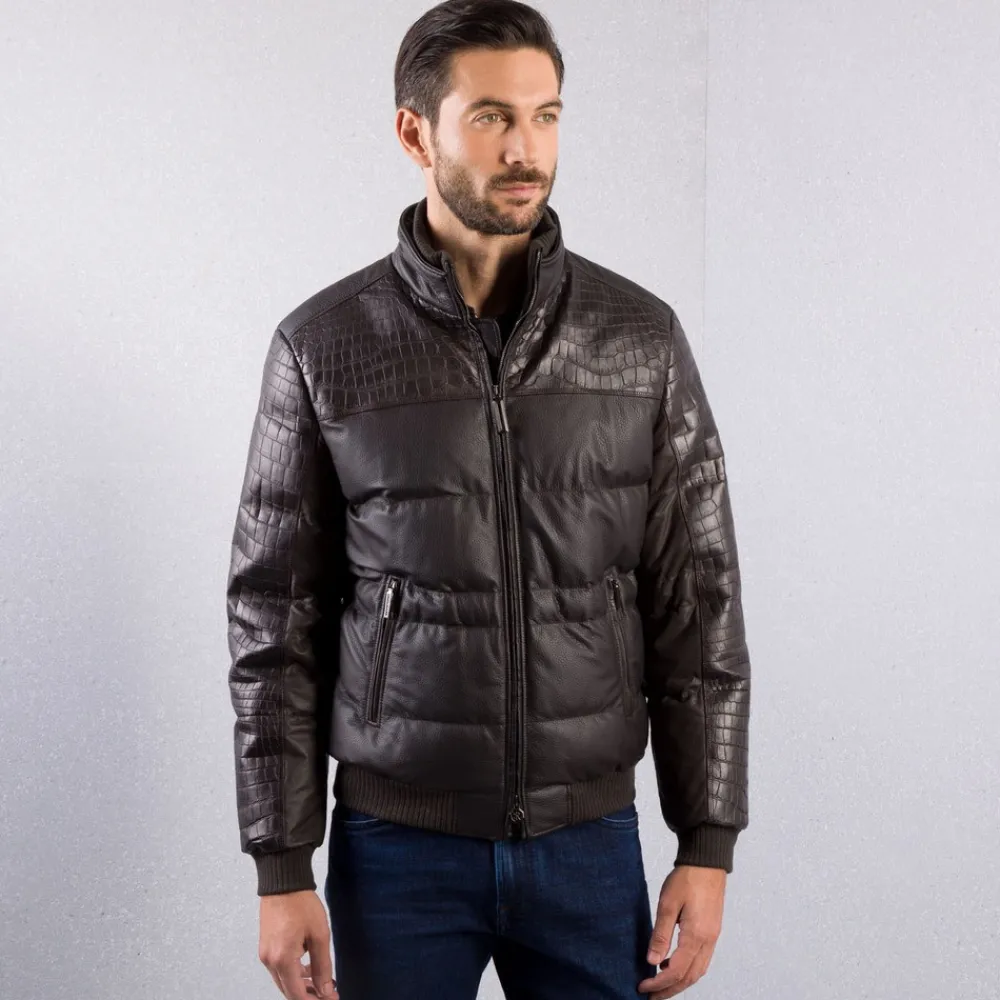Outlet Crocodile And Lambskin Leather Blouson Mens Outerwear