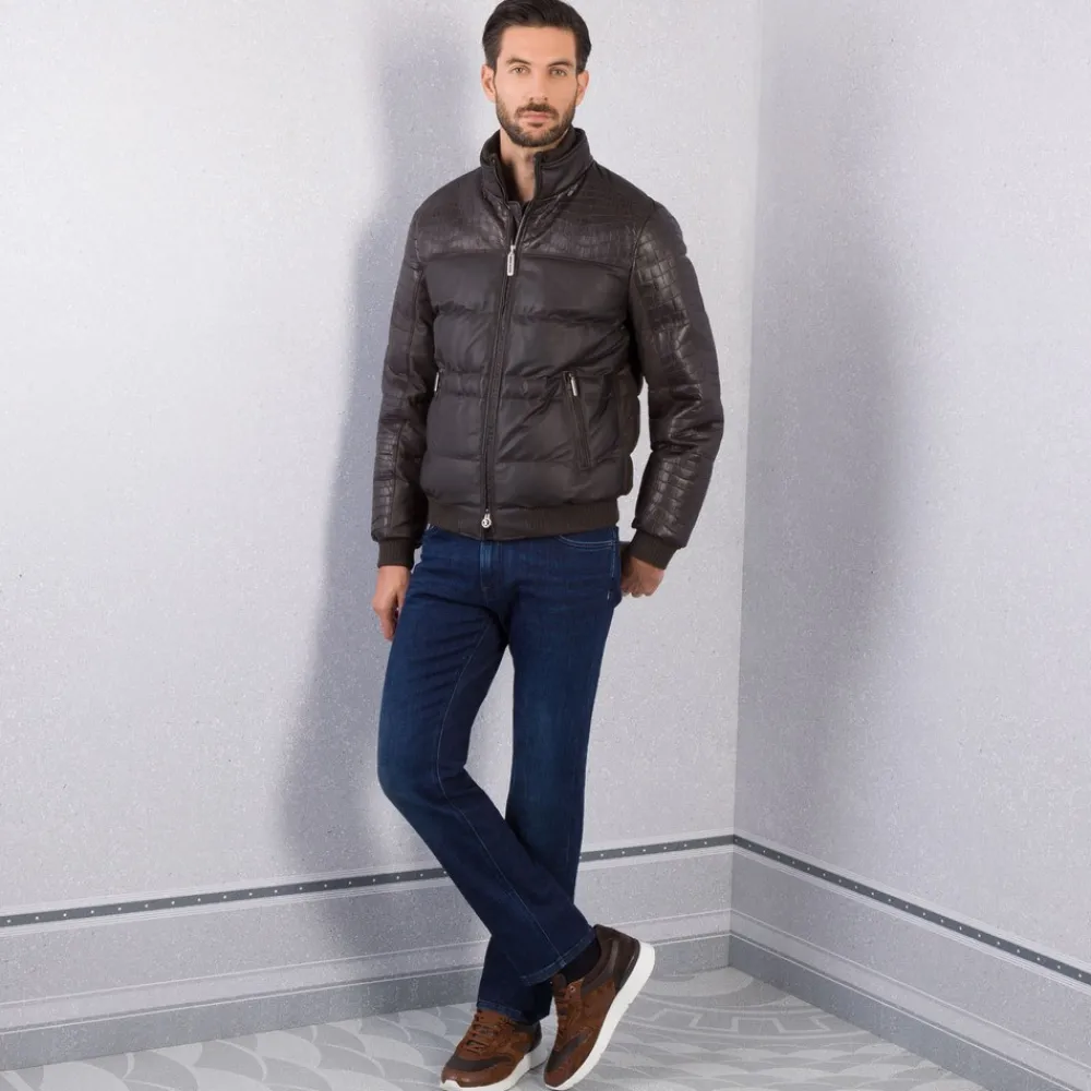 Outlet Crocodile And Lambskin Leather Blouson Mens Outerwear