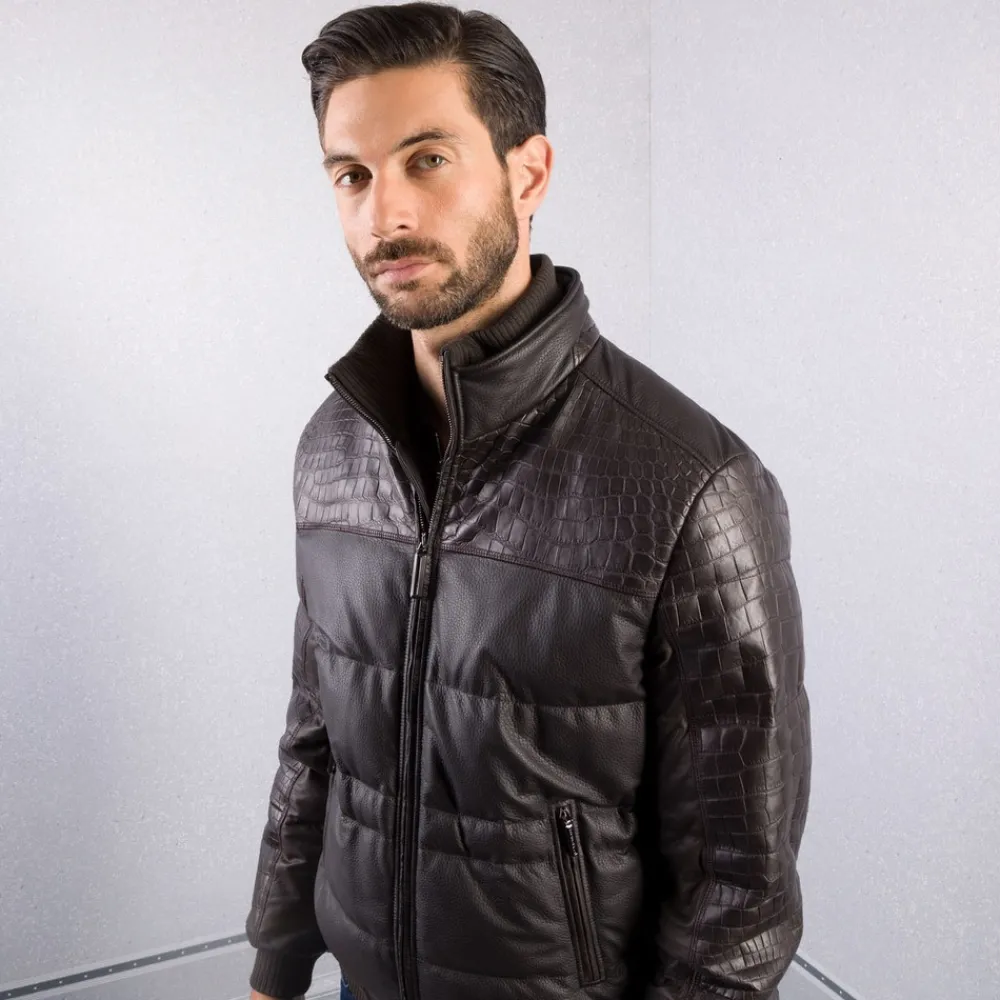 Outlet Crocodile And Lambskin Leather Blouson Mens Outerwear