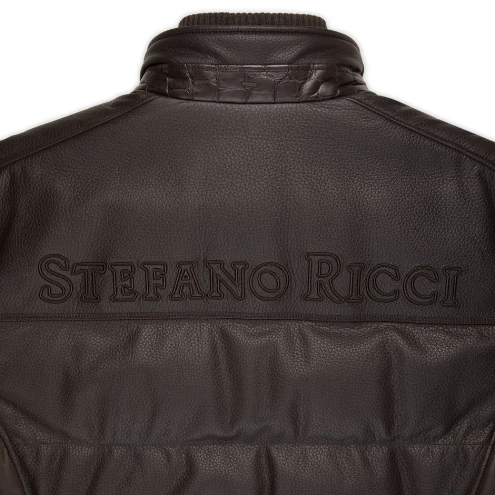 Outlet Crocodile And Lambskin Leather Blouson Mens Outerwear