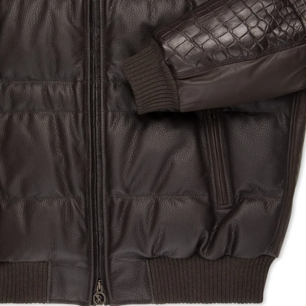 Outlet Crocodile And Lambskin Leather Blouson Mens Outerwear