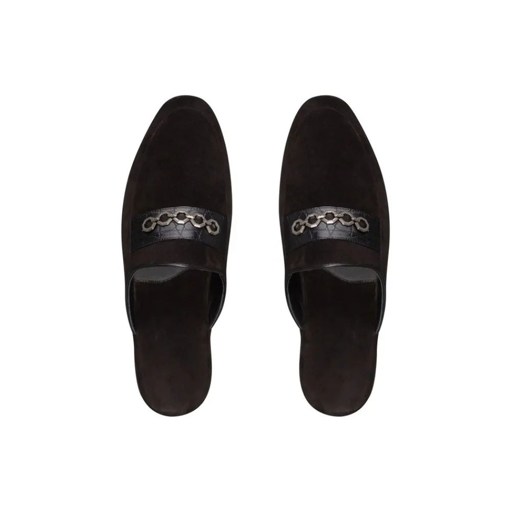 Sale Crocodile And Suede Slippers Espadrilles & Sandals