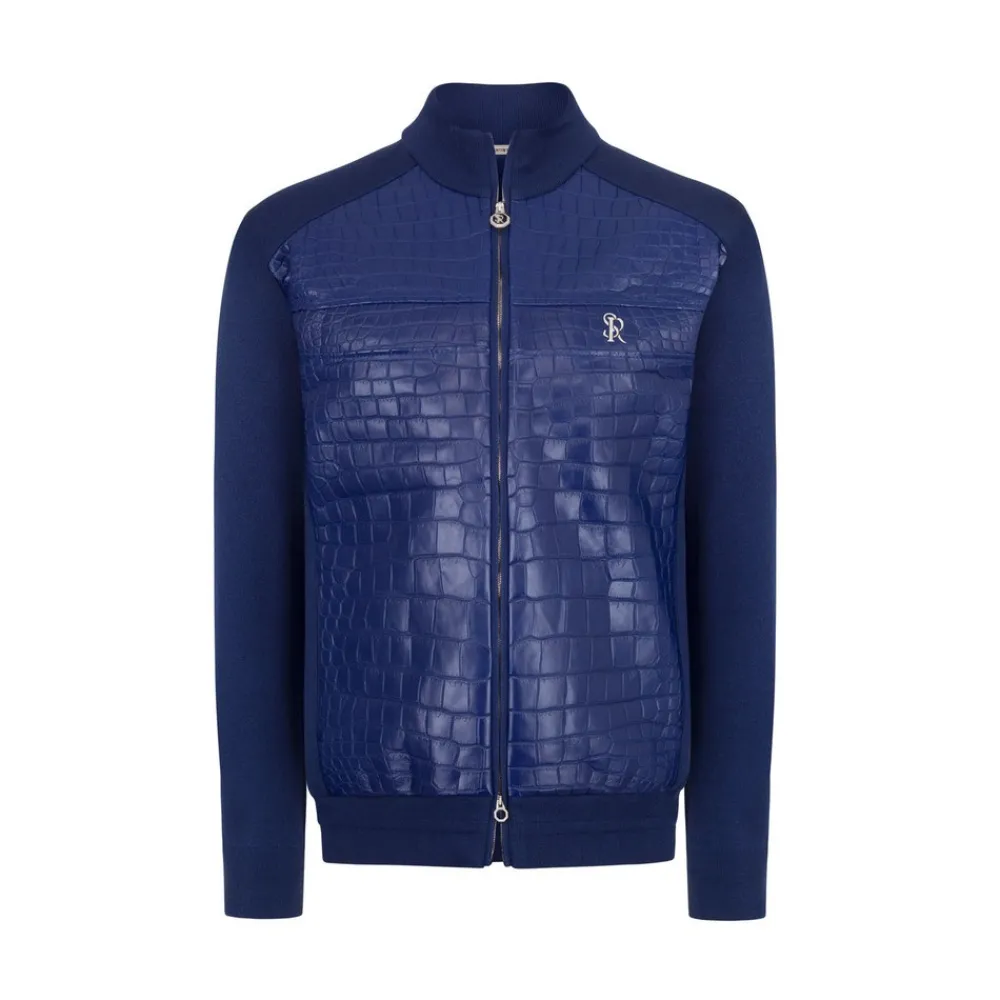 Best Sale Crocodile Leather And Knit Blouson Mens Last Sizes