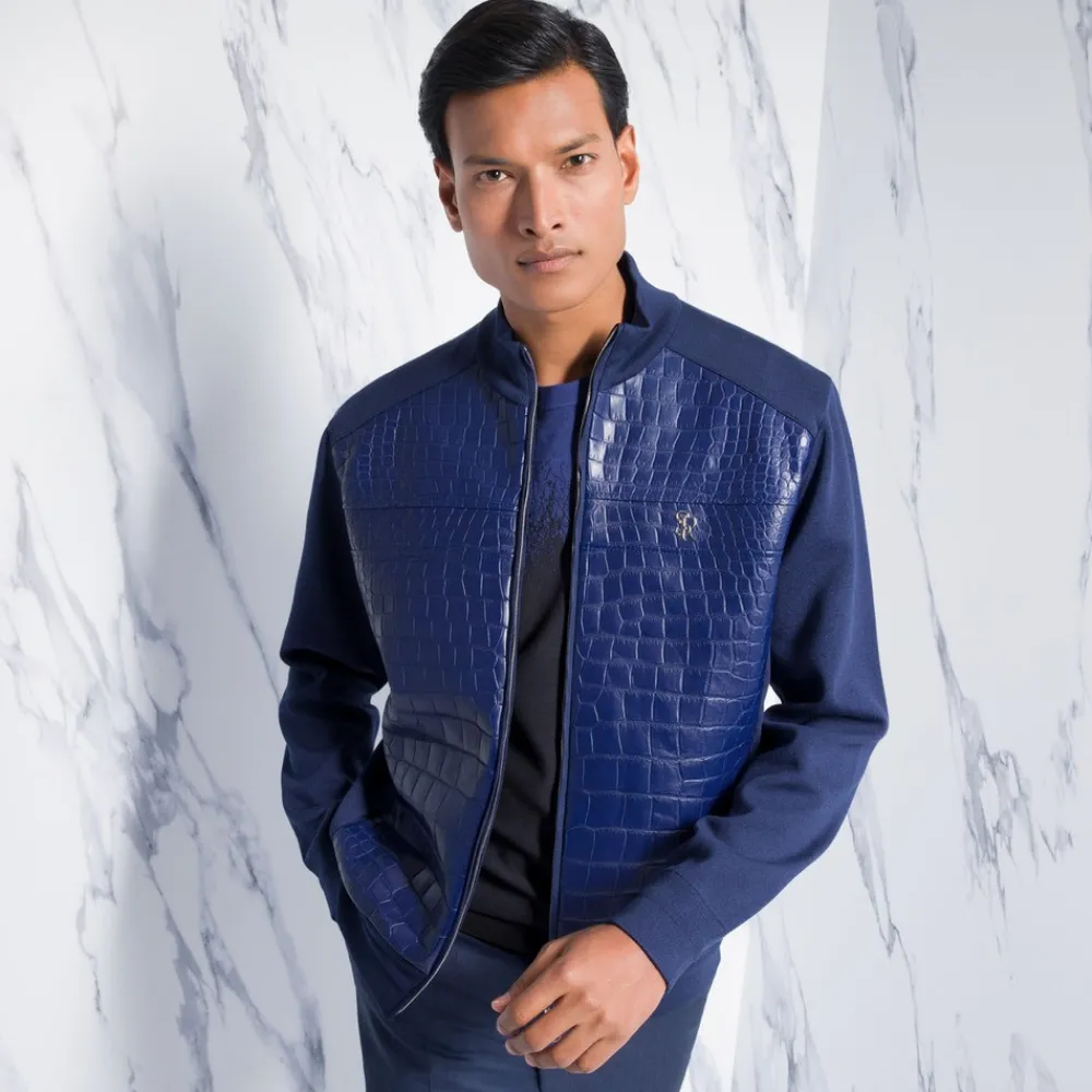 Best Sale Crocodile Leather And Knit Blouson Mens Last Sizes