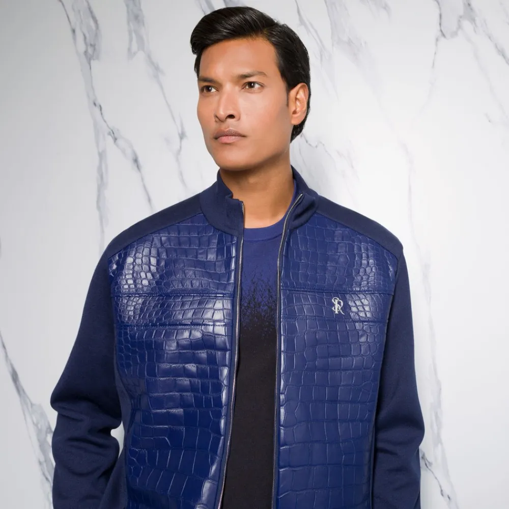 Best Sale Crocodile Leather And Knit Blouson Mens Last Sizes