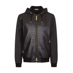 Outlet Crocodile Leather And Silk Blouson Mens Outerwear