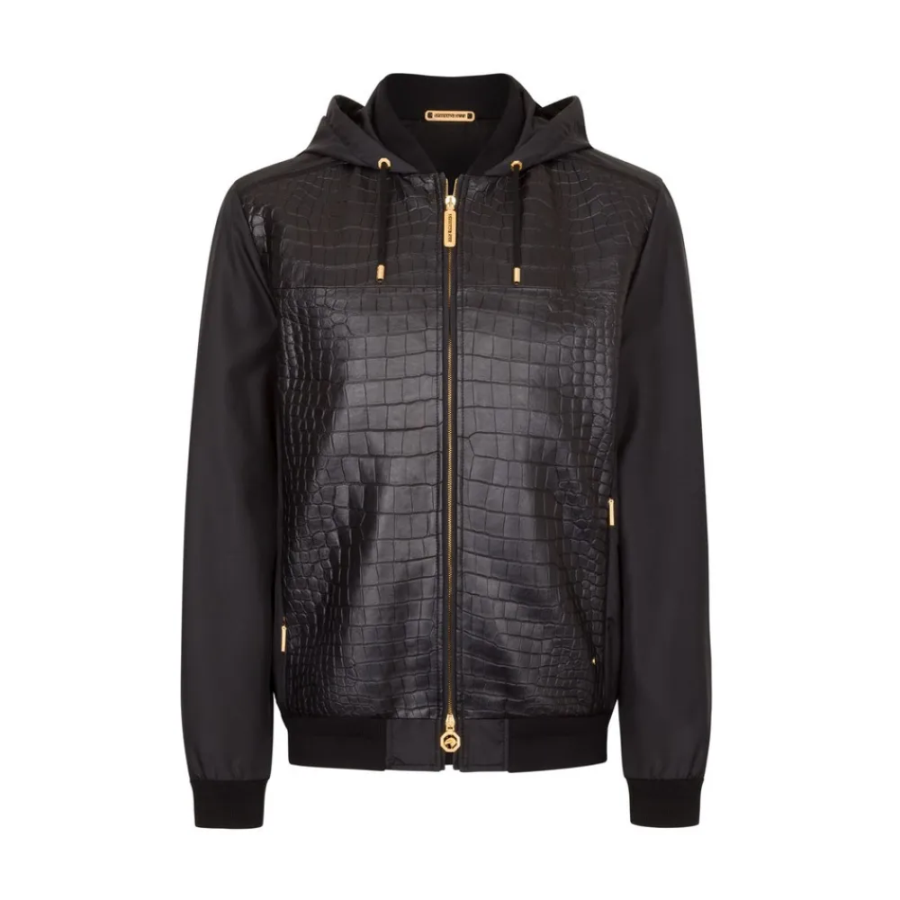 Outlet Crocodile Leather And Silk Blouson Mens Outerwear