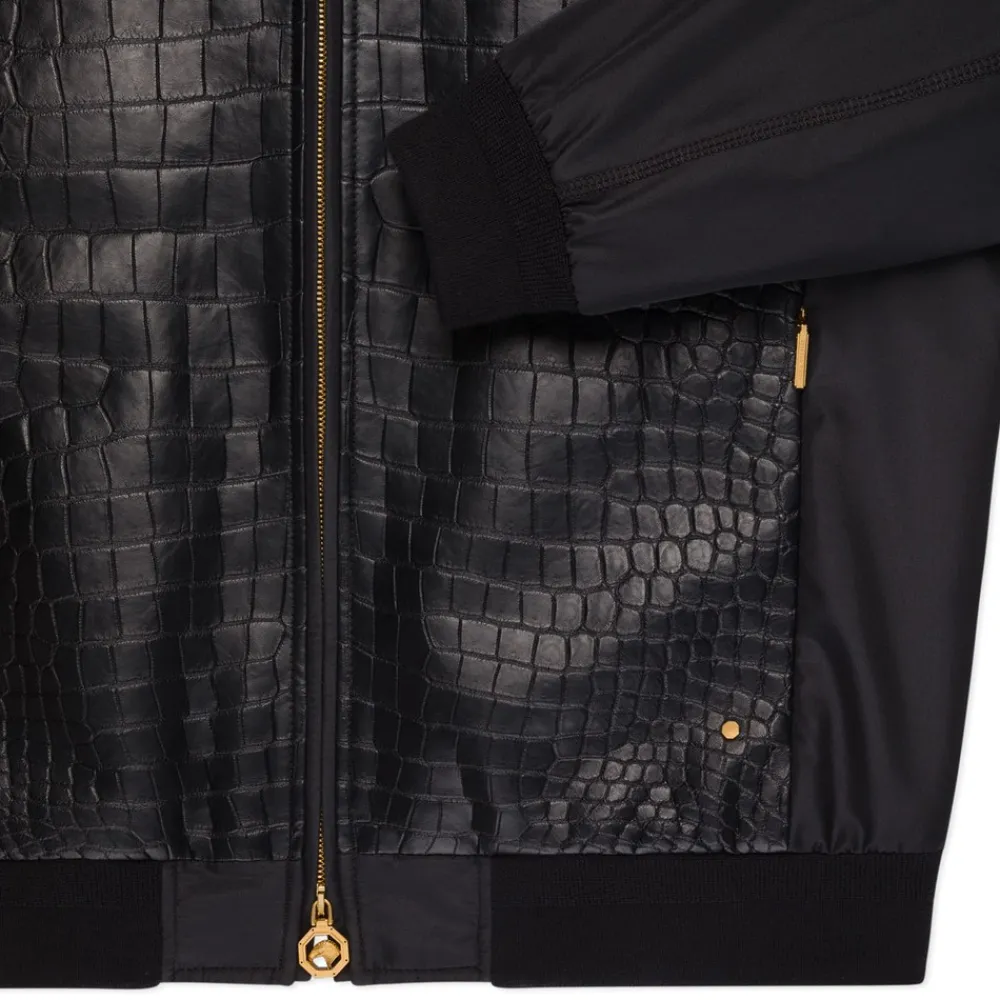 Outlet Crocodile Leather And Silk Blouson Mens Outerwear