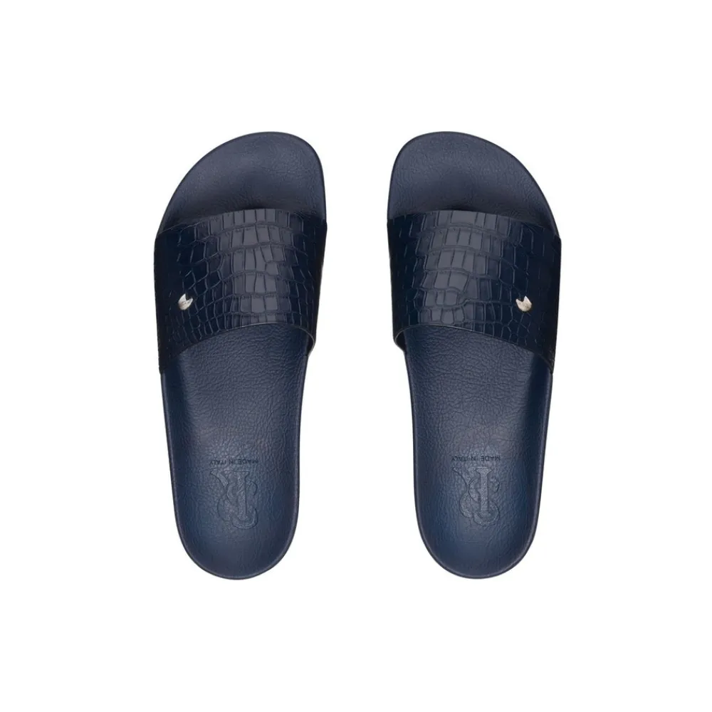 New Crocodile Leather Slides Espadrilles & Sandals