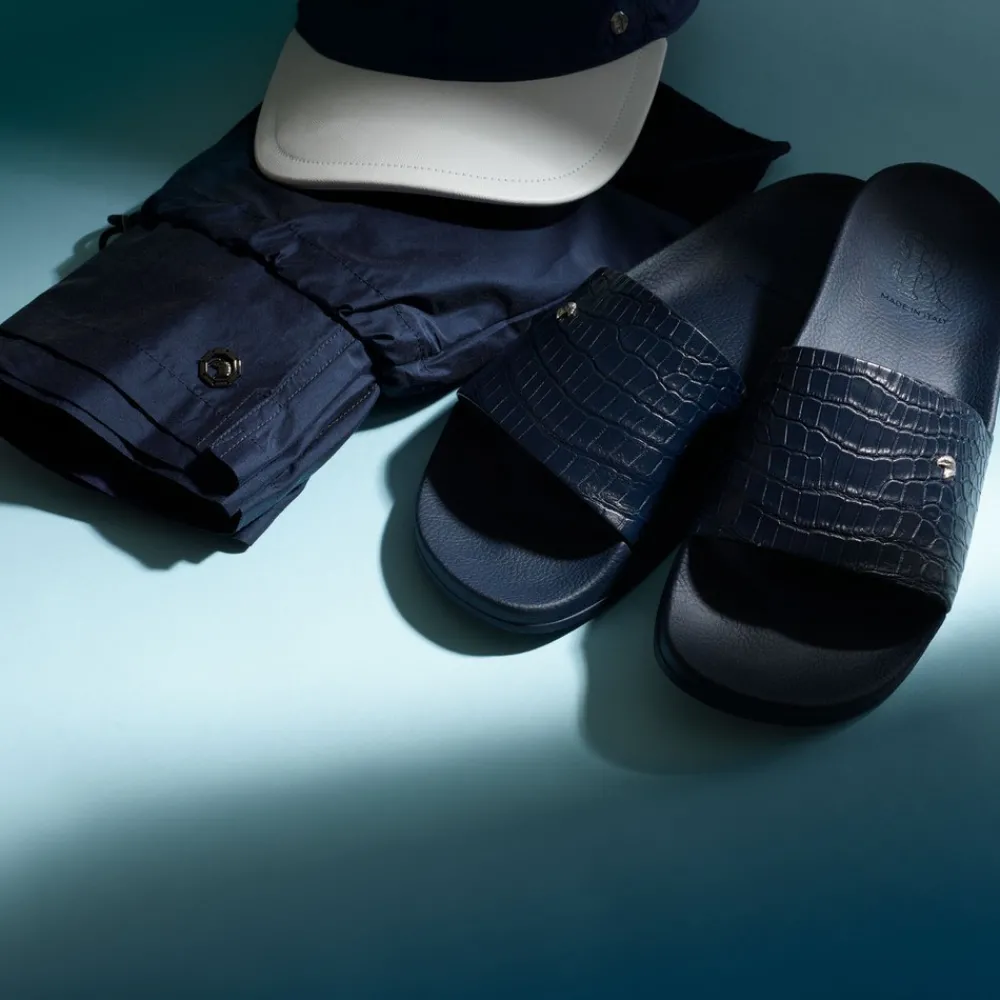 New Crocodile Leather Slides Espadrilles & Sandals