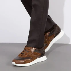 Hot Crocodile, Suede And Calfskin Leather Sneakers Sneakers