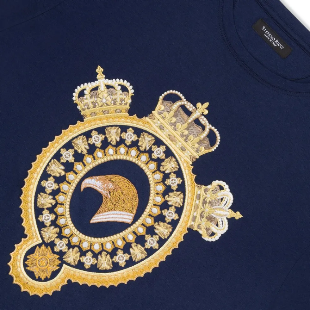 Fashion Crown Motif Crew Neck T-Shirt Mens Last Sizes
