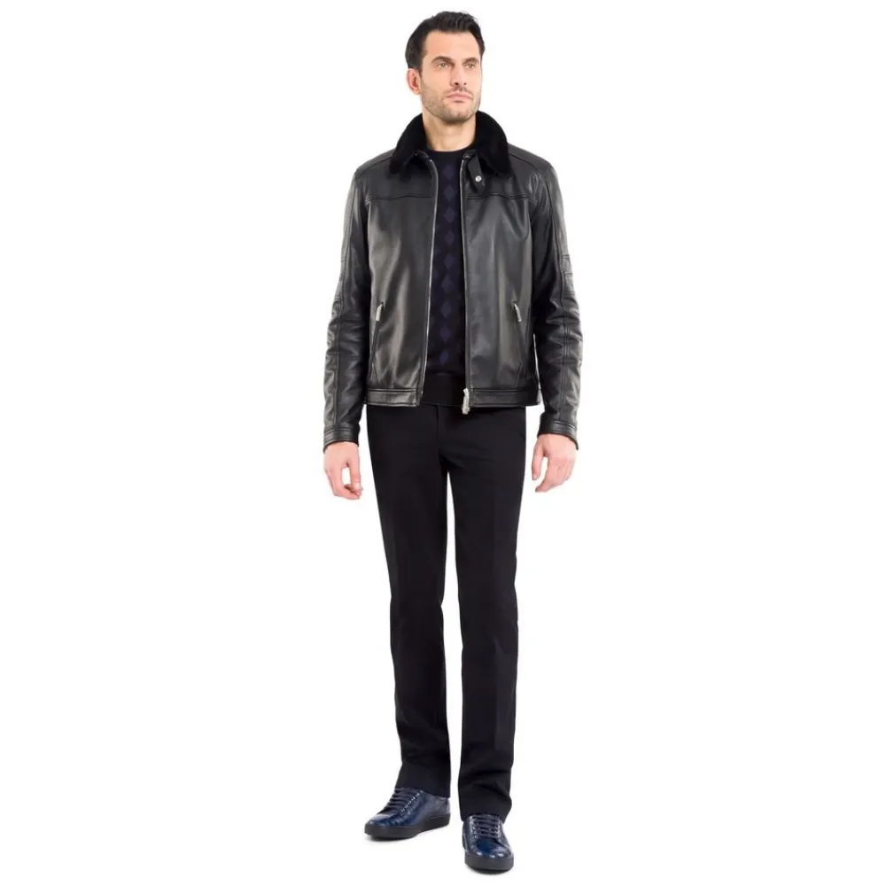 Best Sale Deerskin Blouson With Mink Fur Collar Mens Last Sizes