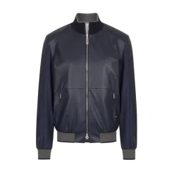 Hot Deerskin Leather And Technical Silk Blouson Mens Outerwear