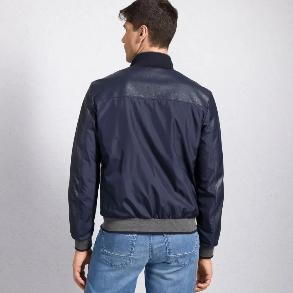 Hot Deerskin Leather And Technical Silk Blouson Mens Outerwear