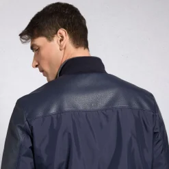 Hot Deerskin Leather And Technical Silk Blouson Mens Outerwear
