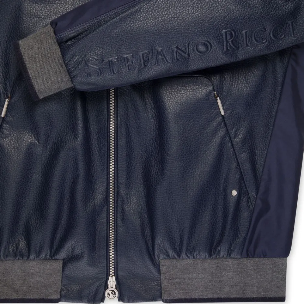 Hot Deerskin Leather And Technical Silk Blouson Mens Outerwear
