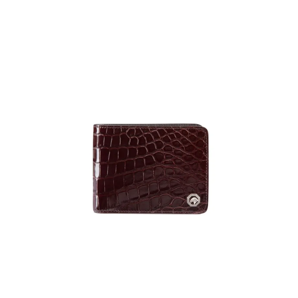 Fashion Diamante Crocodile And Calfskin Bifold Wallet Small Leather Goods