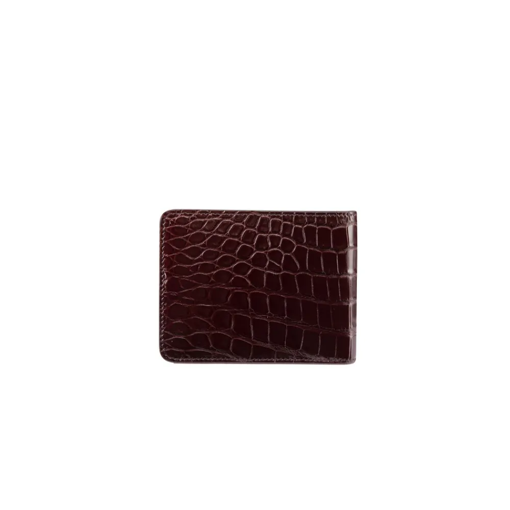Fashion Diamante Crocodile And Calfskin Bifold Wallet Small Leather Goods