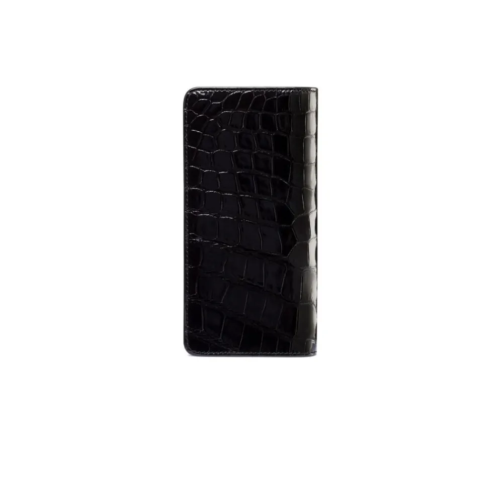 Outlet Diamante Crocodile And Calfskin Bifold Wallet Small Leather Goods