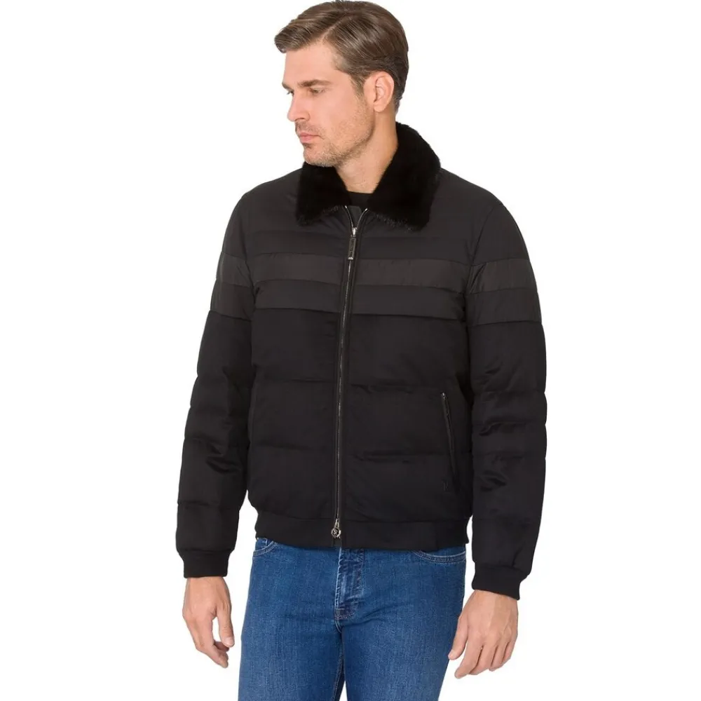 Clearance Down Coat With Mink Fur Collar Mens Outerwear