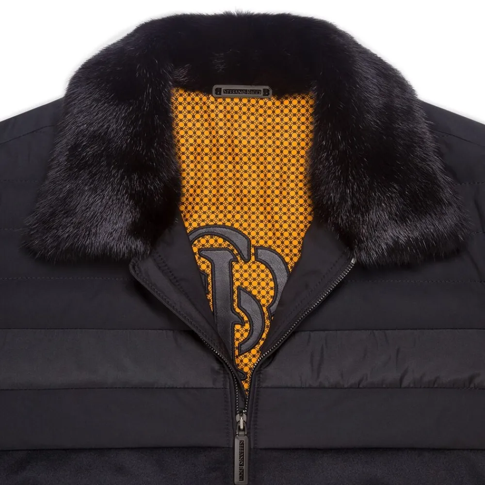Clearance Down Coat With Mink Fur Collar Mens Outerwear