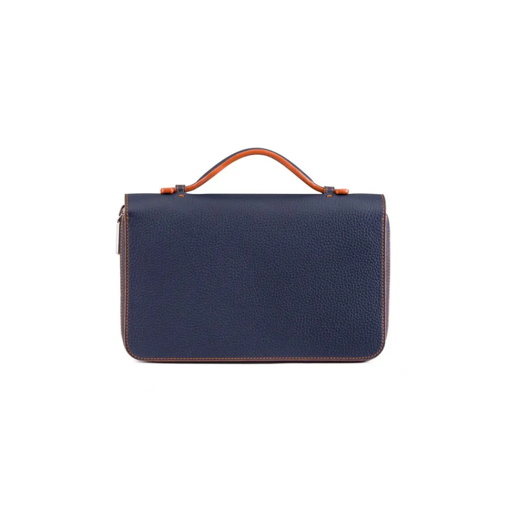 Clearance Handmade Calfskin Leather Large Zip Around Wallet Small Leather Goods