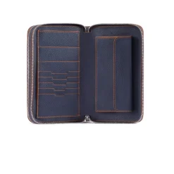 Clearance Handmade Calfskin Leather Large Zip Around Wallet Small Leather Goods
