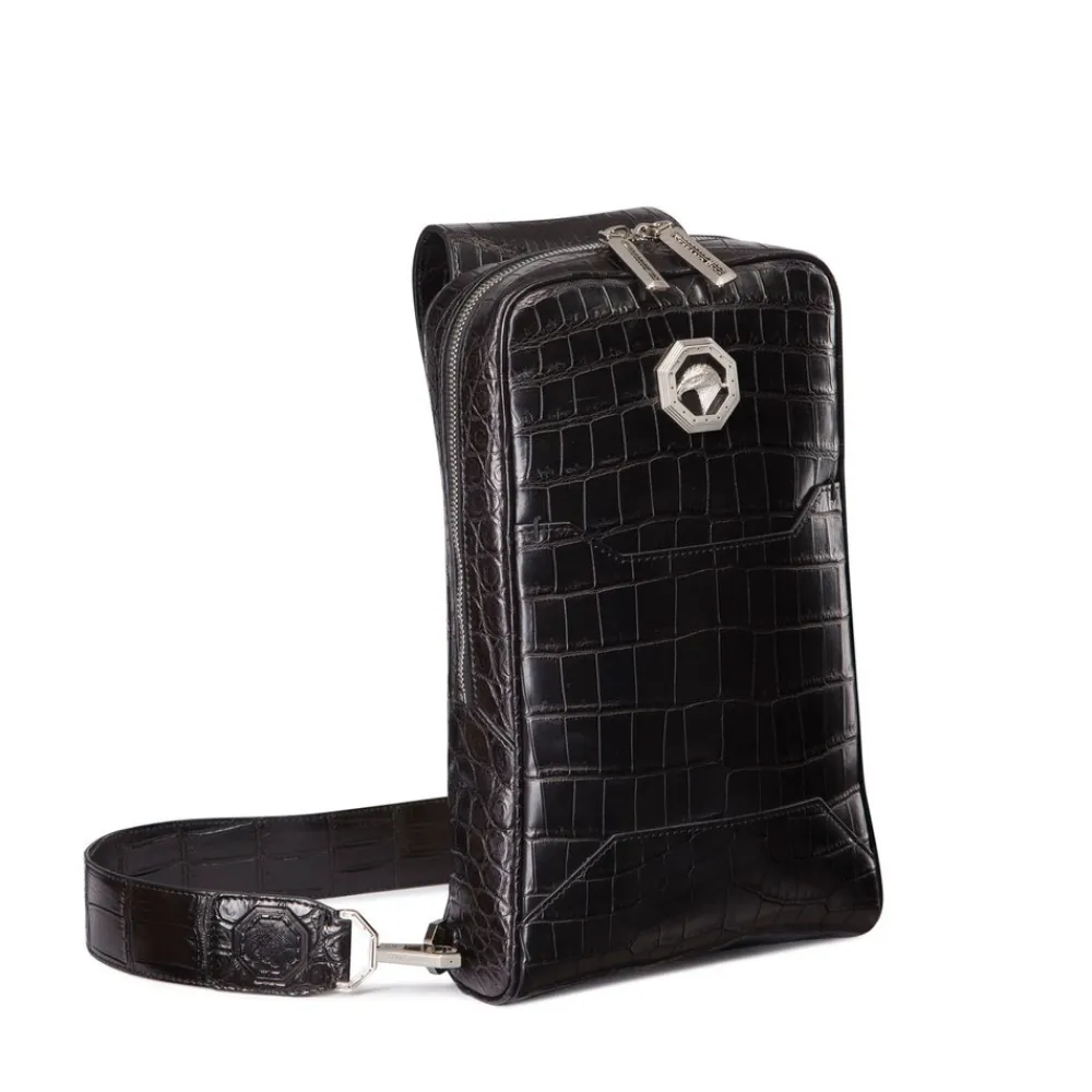 Clearance Handmade Crocodile Leather Sling Backpack Bags