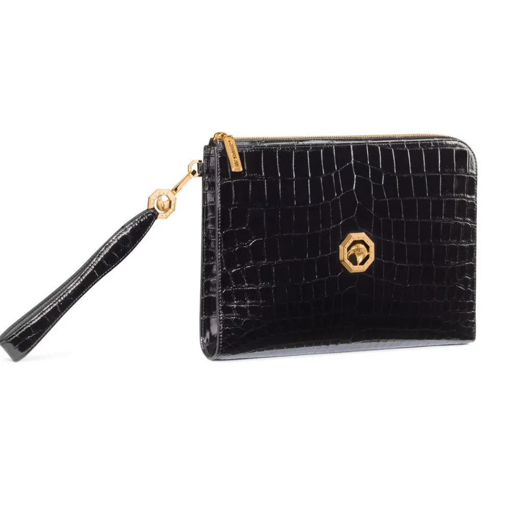 Clearance Handmade Crocodile Medium Portfolio Small Leather Goods