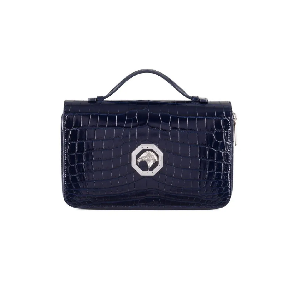 Discount Handmade Diamante Crocodile And Calfskin Leather Large Zip Around Wallet Small Leather Goods