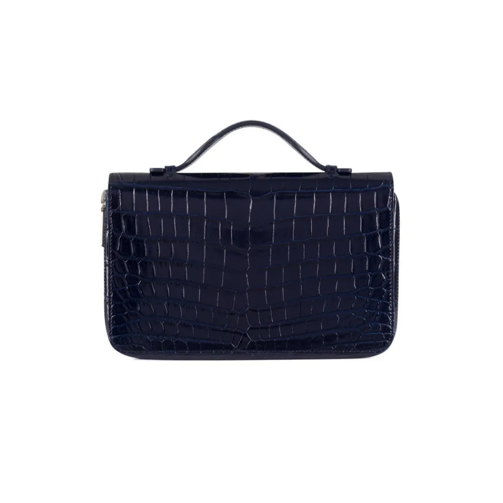 Discount Handmade Diamante Crocodile And Calfskin Leather Large Zip Around Wallet Small Leather Goods