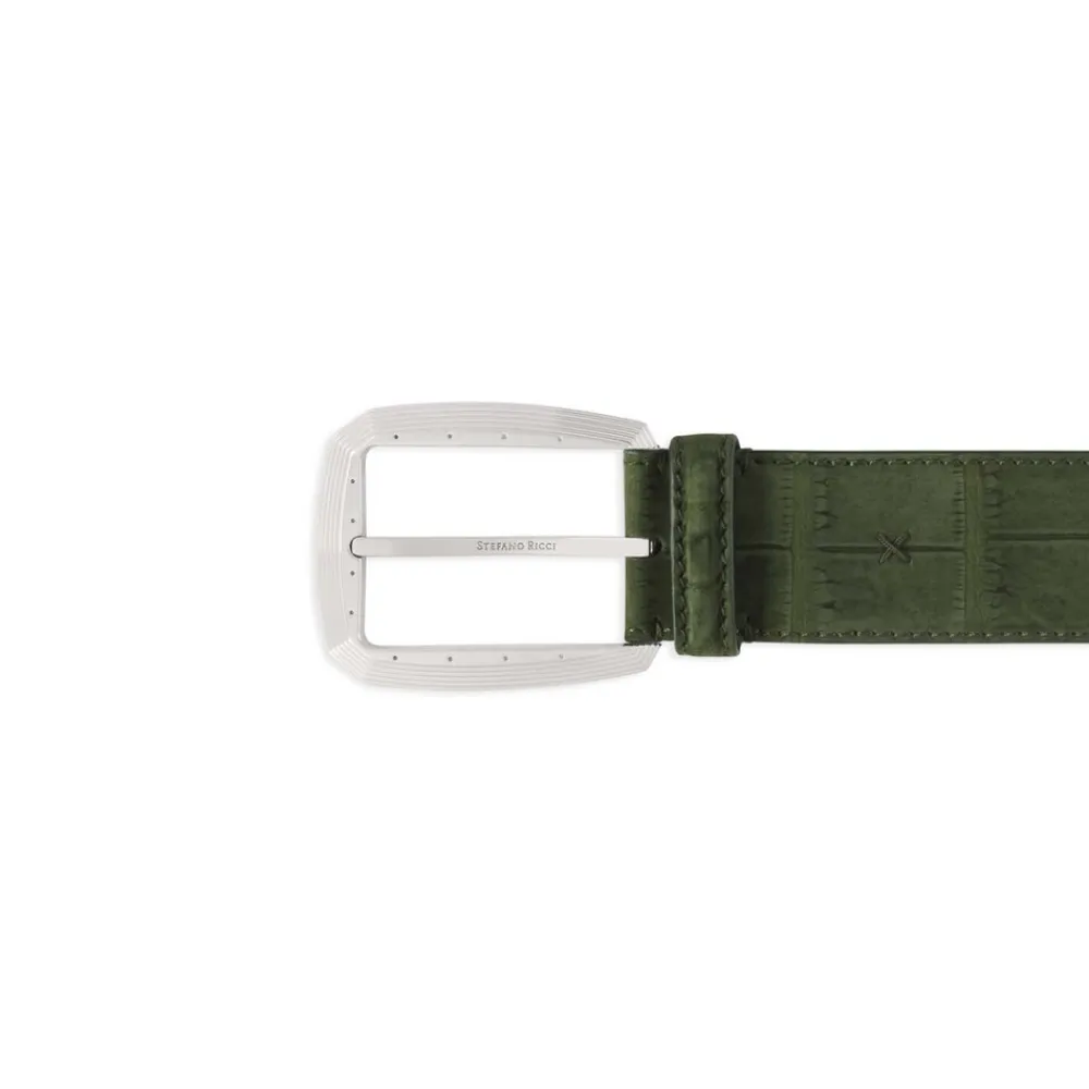 Discount Handmade Nubuck Crocodile Leather Belt Belts