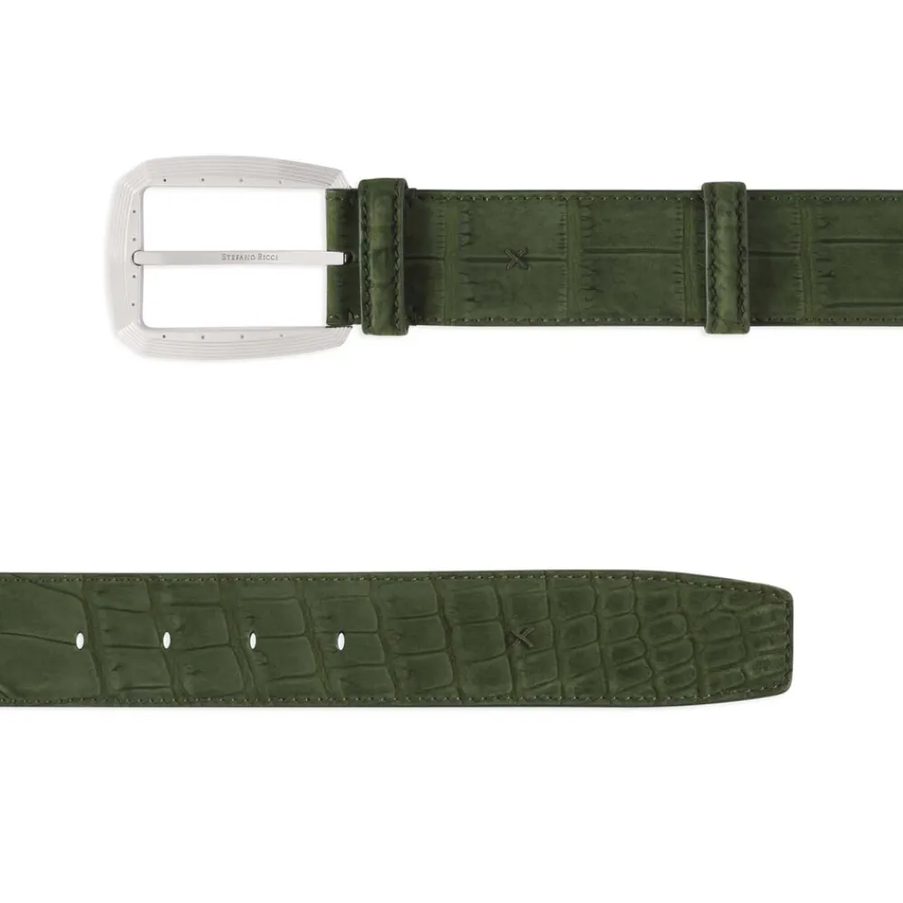 Discount Handmade Nubuck Crocodile Leather Belt Belts
