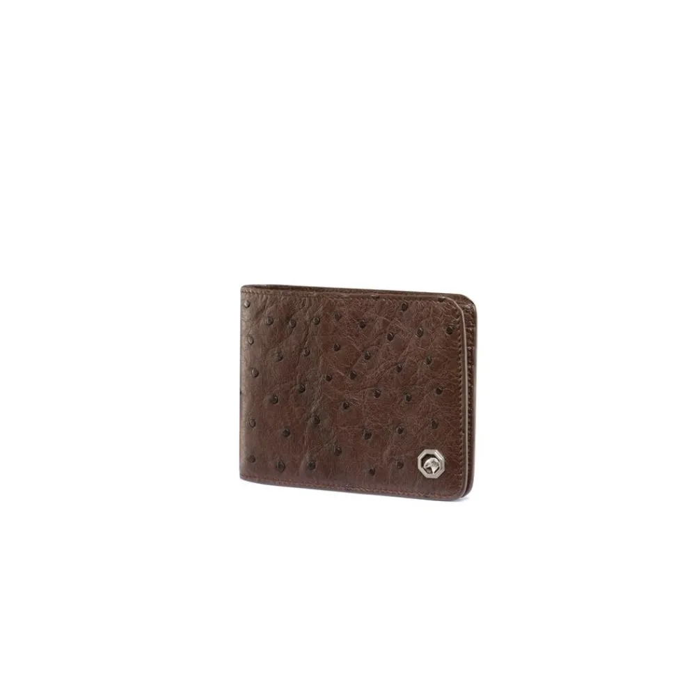 Store Handmade Ostrich Leather Bifold Wallet Small Leather Goods