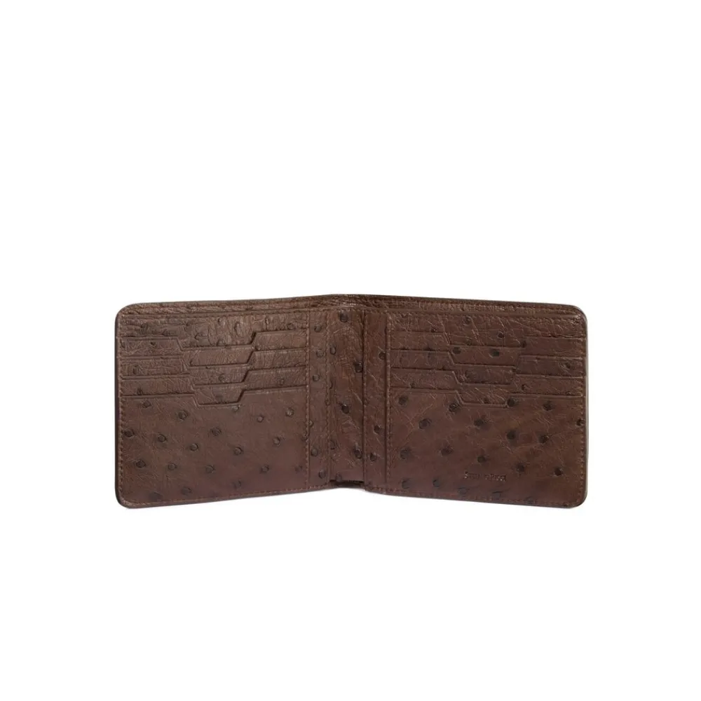 Store Handmade Ostrich Leather Bifold Wallet Small Leather Goods