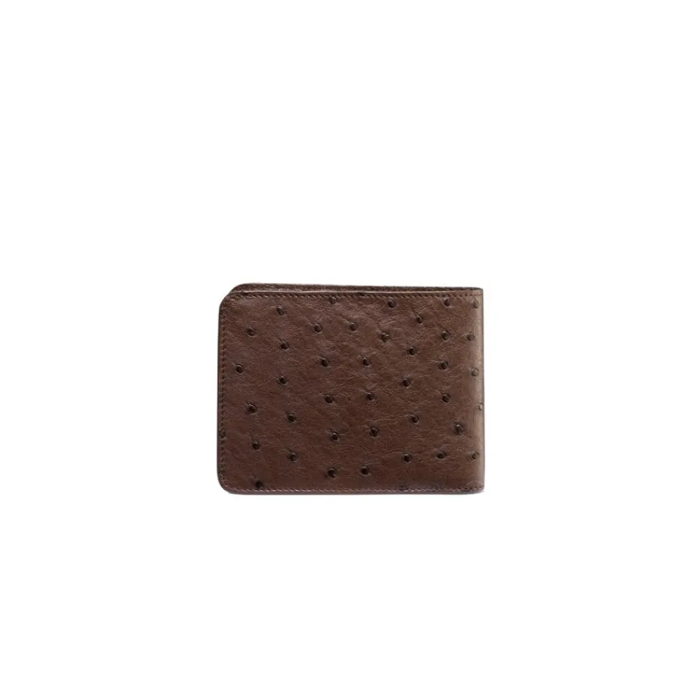 Store Handmade Ostrich Leather Bifold Wallet Small Leather Goods