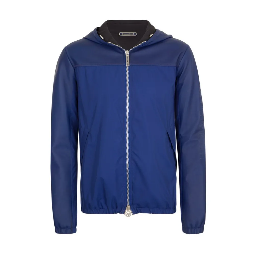 Best Sale Hooded Blouson With Lambskin Leather Inserts Mens Last Sizes