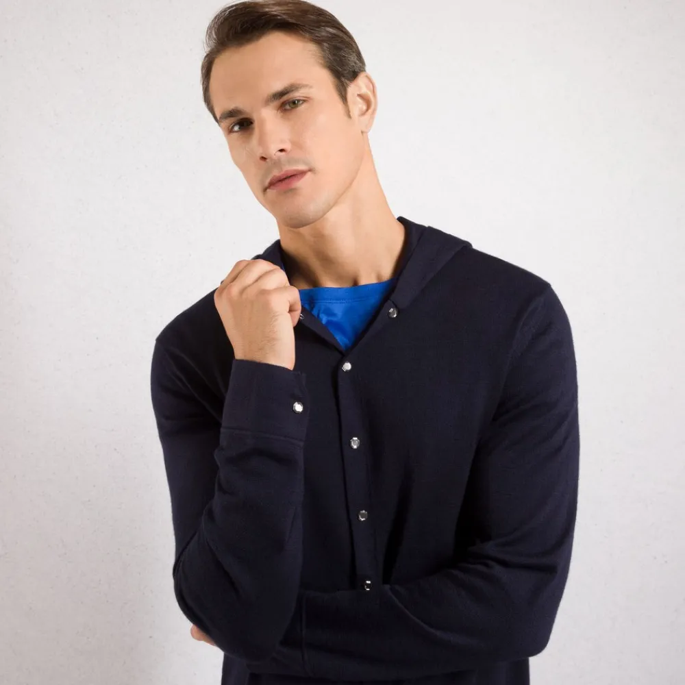 Sale Hooded Cashmere And Silk Cardigan Mens Knitwear