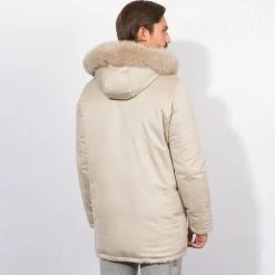 Flash Sale Hooded Down And Fox Fur Jacket Mens Outerwear