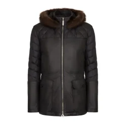 Cheap Hooded Down Jacket With Pekan Fur Mens Outerwear
