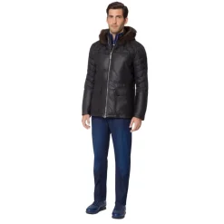 Cheap Hooded Down Jacket With Pekan Fur Mens Outerwear
