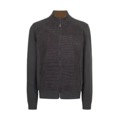 New Knit Blouson With Crocodile Leather Inserts Mens Knitwear